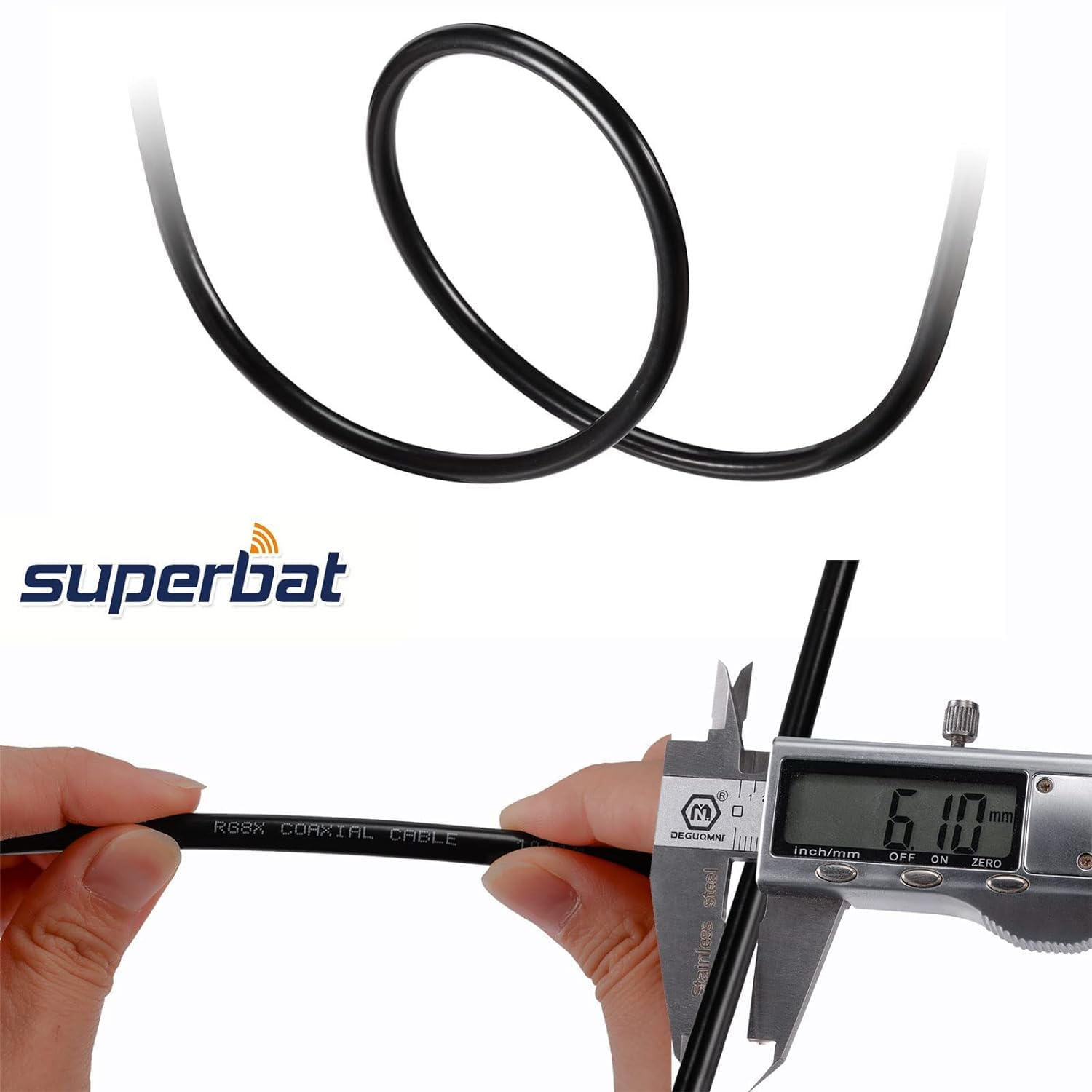 Superbat CB Coax Cable, RG8x Coaxial Cable 20ft UHF PL259 Male to Male Low Loss CB Antenna Cable 50 Ohm for HAM Radio, Antenna Analyzer, Dummy Load, SWR Meter, Black - Image 7
